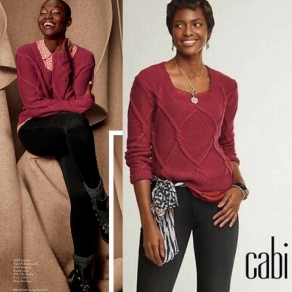 Cabi Square Neck Pullover 3883 Mulberry Sz XS
